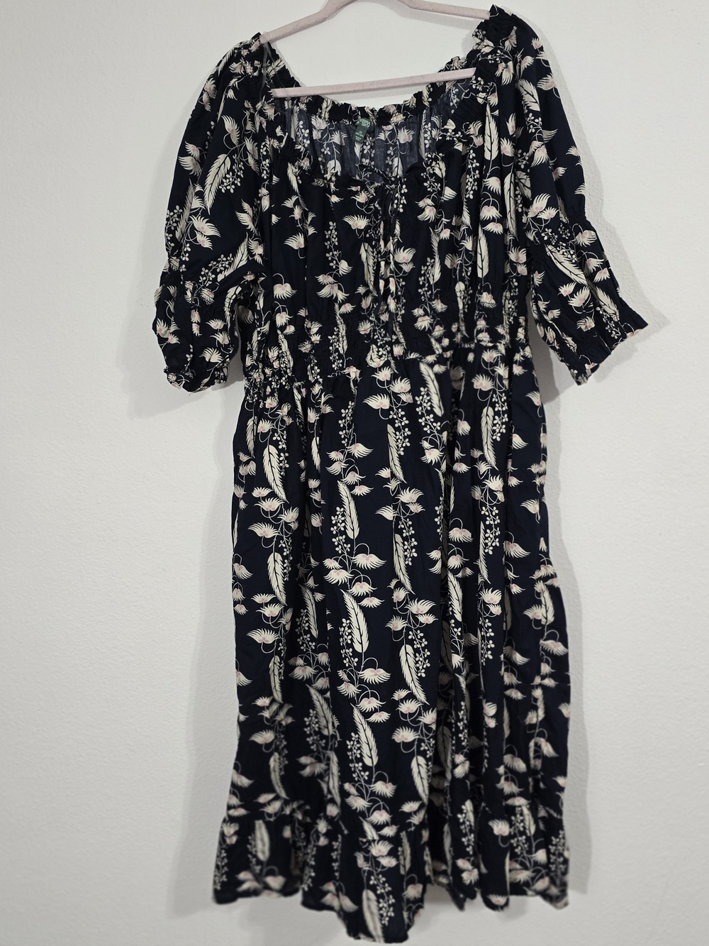 Terra & Sky Black Dress with Cream Floral Print